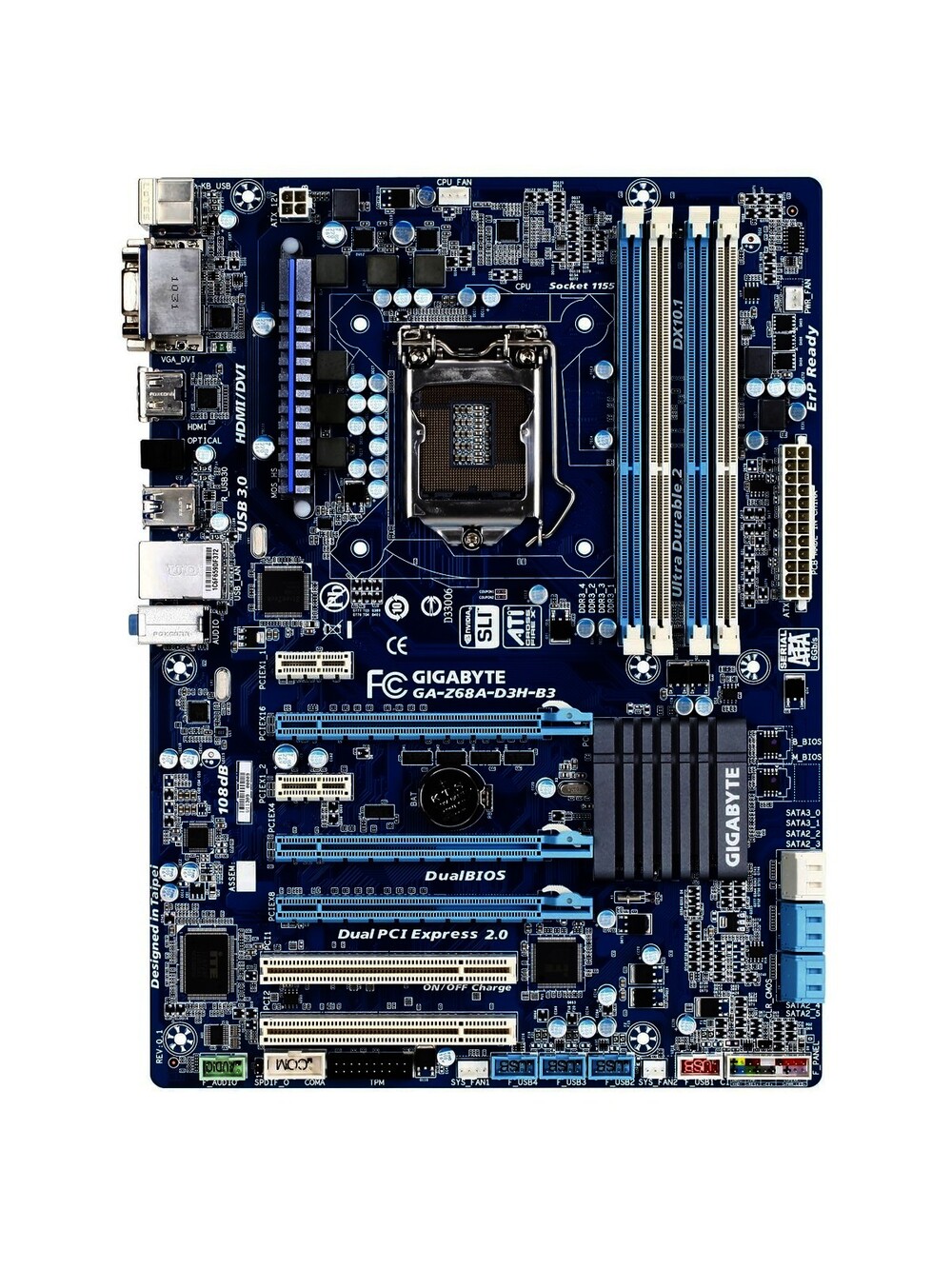 Gigabyte Intel Z68 ATX DDR3 2133 LGA 1155 Motherboard GA-Z68A-D3H-B3